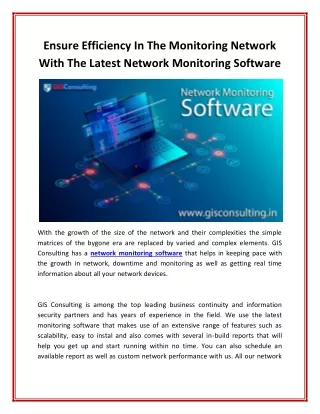 ensure efficiency in the monitoring network with