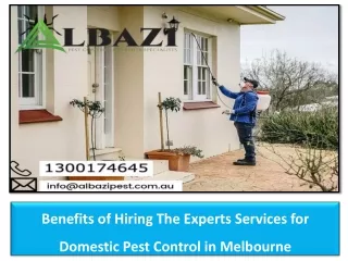 Benefits of Hiring The Experts Services for Domestic Pest Control in Melbourne
