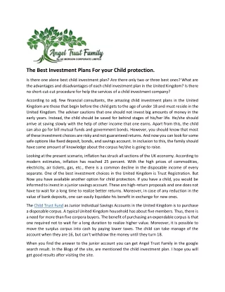 the best investment plans for your child
