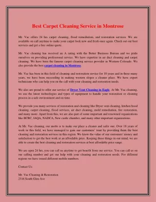 best carpet cleaning service in montrose