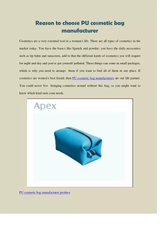 Reason to choose PU cosmetic bag manufacturer