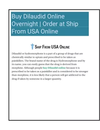 Buy Dilaudid Online Overnight | Order at Ship From USA Online
