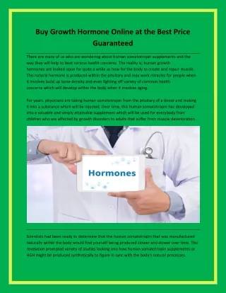 Buy Growth Hormone Online at the Best Price Guaranteed