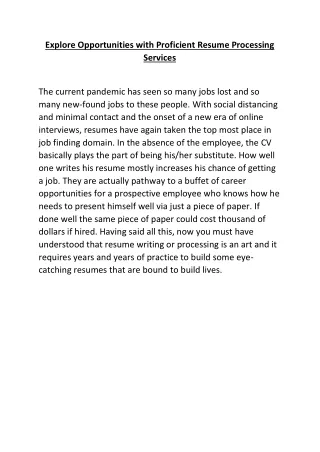 explore opportunities with proficient resume