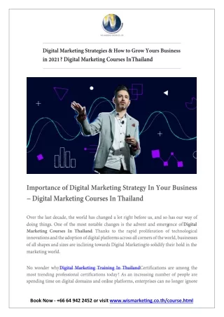 Digital Marketing Strategies & How to Grow Yours Business in 2021? Digital Marketing Courses In Thailand