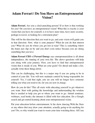 Do you have an entrepreneurial vision PDF - Adam Ferrari