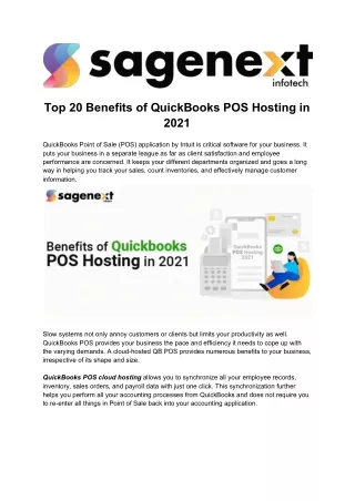 Top 20 benefits of Quickbooks POS hosyting in 2021