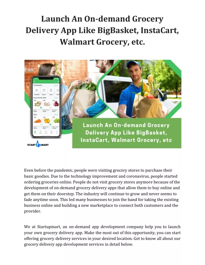 launch an on demand grocery delivery app like