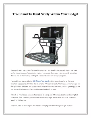 Tree Stand To Hunt Safely Within Your Budget