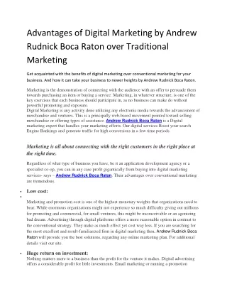 advantages of digital marketing by andrew rudnick