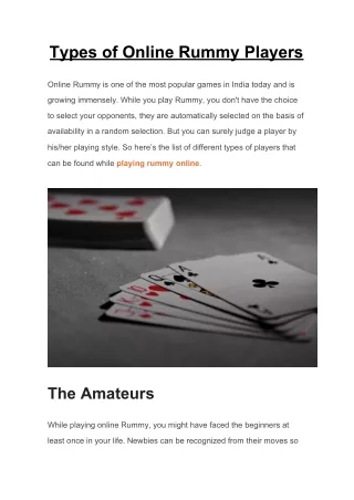 types of online rummy players