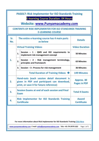 pas017 risk implementer for iso standards training