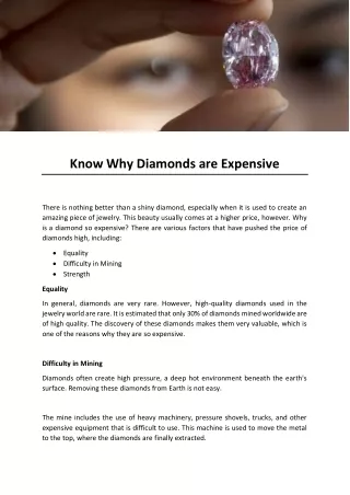 know why diamonds are expensive