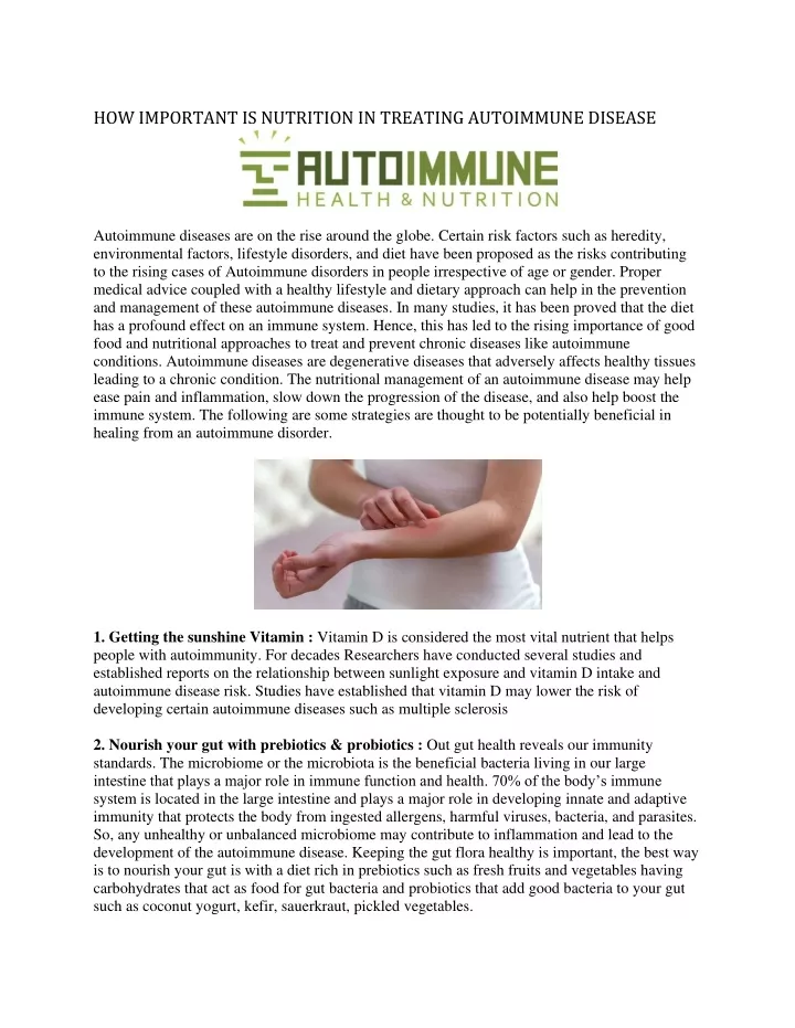 how important is nutrition in treating autoimmune
