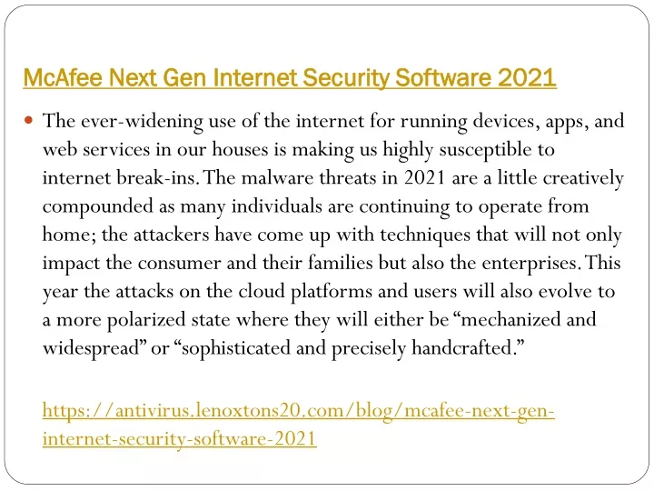 mcafee next gen internet security software 2021