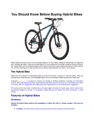You Should Know Before Buying Hybrid Bikes