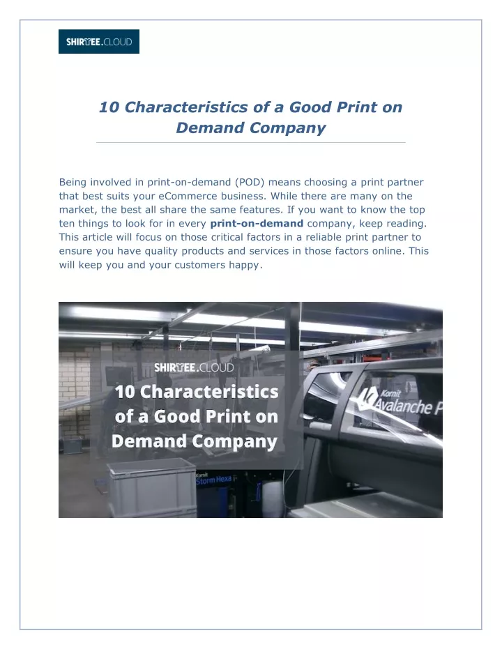 10 characteristics of a good print on demand