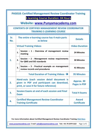 pas018 certified management review coordinator