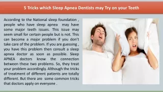 5 Tricks which Sleep Apnea Dentists may Try on your Teeth