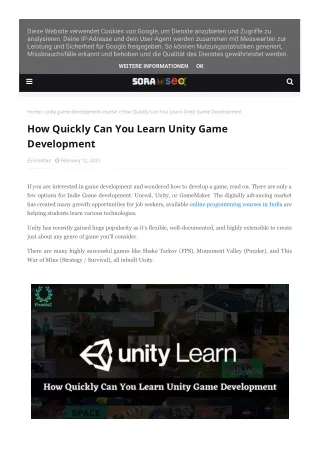 How Quickly Can You Learn Unity Game Development