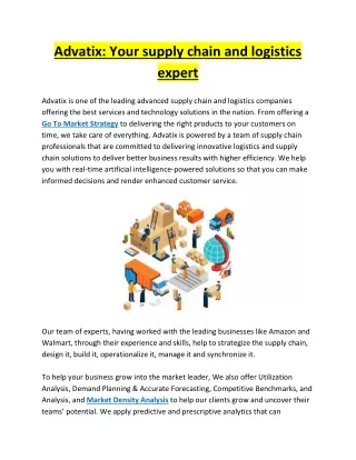 advatix your supply chain and logistics expert