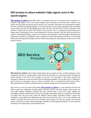 seo services in lahore website s high organic