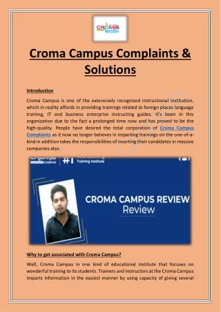 Croma Campus Complaints And Solutions