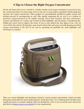 4 tips to choose the right oxygen concentrator
