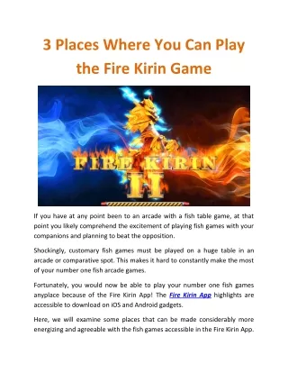 3 Places where you can play the Fire Kirin Game