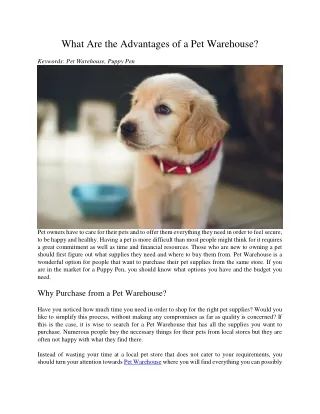 What Are the Advantages of a Pet Warehouse?