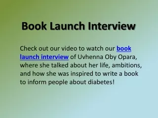 Book Launch Interview
