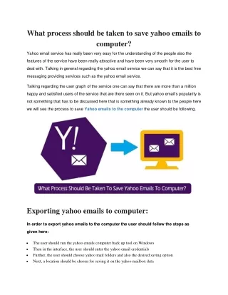 what process should be taken to save yahoo emails