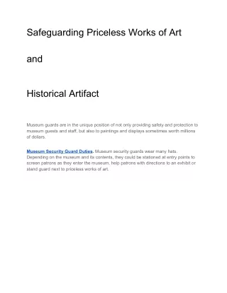 safeguarding priceless works of art