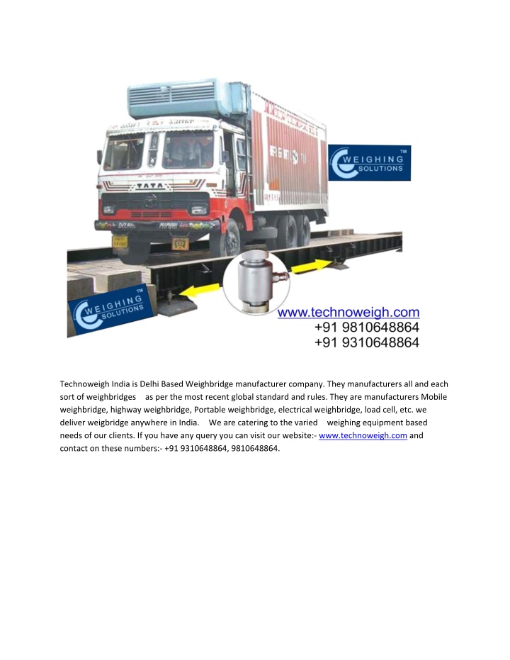 technoweigh india is delhi based weighbridge