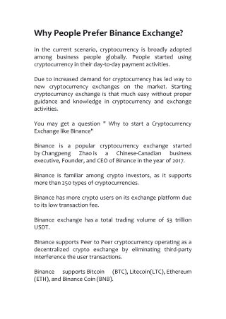 why people prefer binance exchange in the current