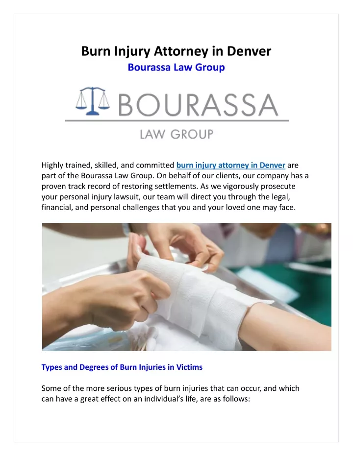 burn injury attorney in denver bourassa law group