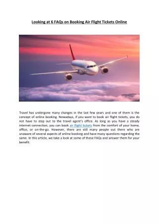 looking at 6 faqs on booking air flight tickets
