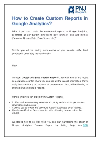 how to create custom reports in google analytics