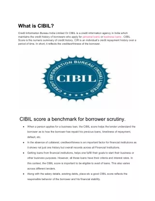 SIGNIFICANCE OF CIBIL SCORE TO SECURE THE BUSINESS LOAN