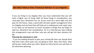 get best advice from financial advisor