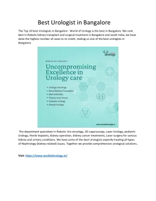best urologist in bangalore