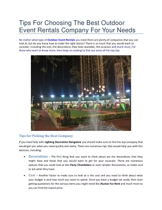 Tips For Choosing The Best Outdoor Event Rentals Company For Your Needs