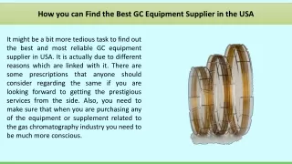 how you can find the best gc equipment supplier