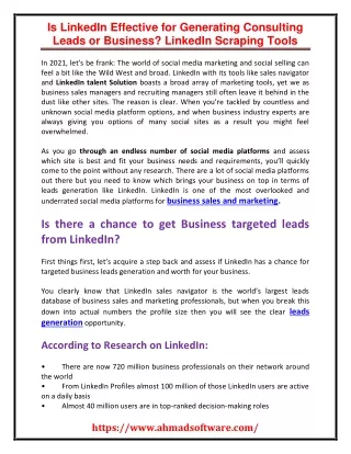 is linkedin effective for generating consulting