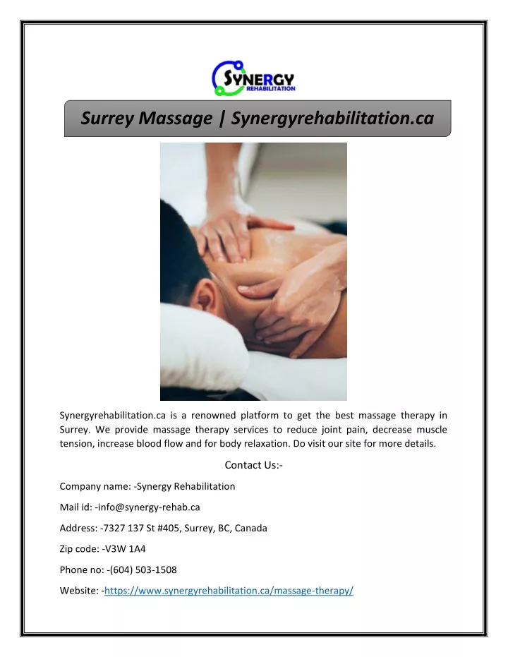 surrey massage synergyrehabilitation ca