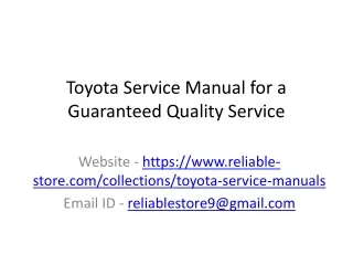 Toyota Service Manual for a Guaranteed Quality Service