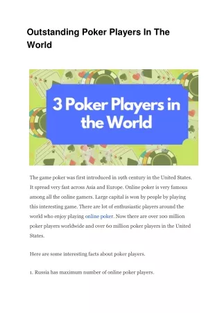 outstanding poker players in the world