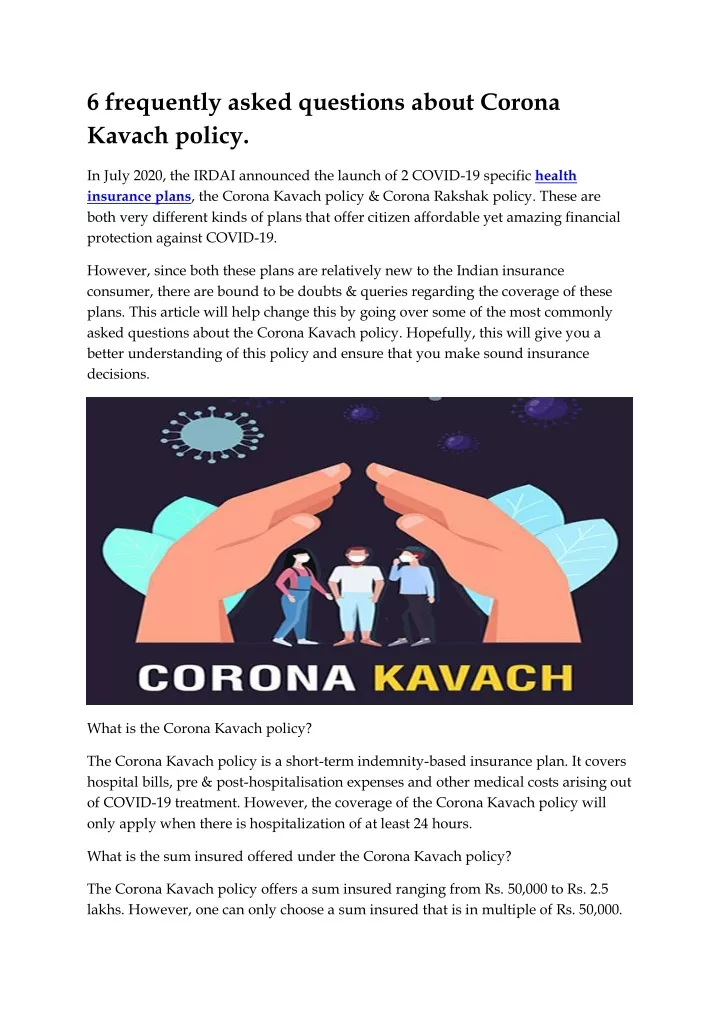 6 frequently asked questions about corona kavach