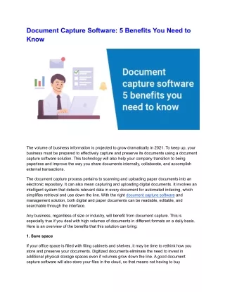 Benefits of Implementing a Document Capture Software in 2021