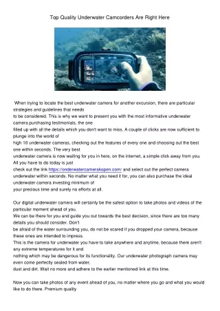 top quality underwater camcorders are right here